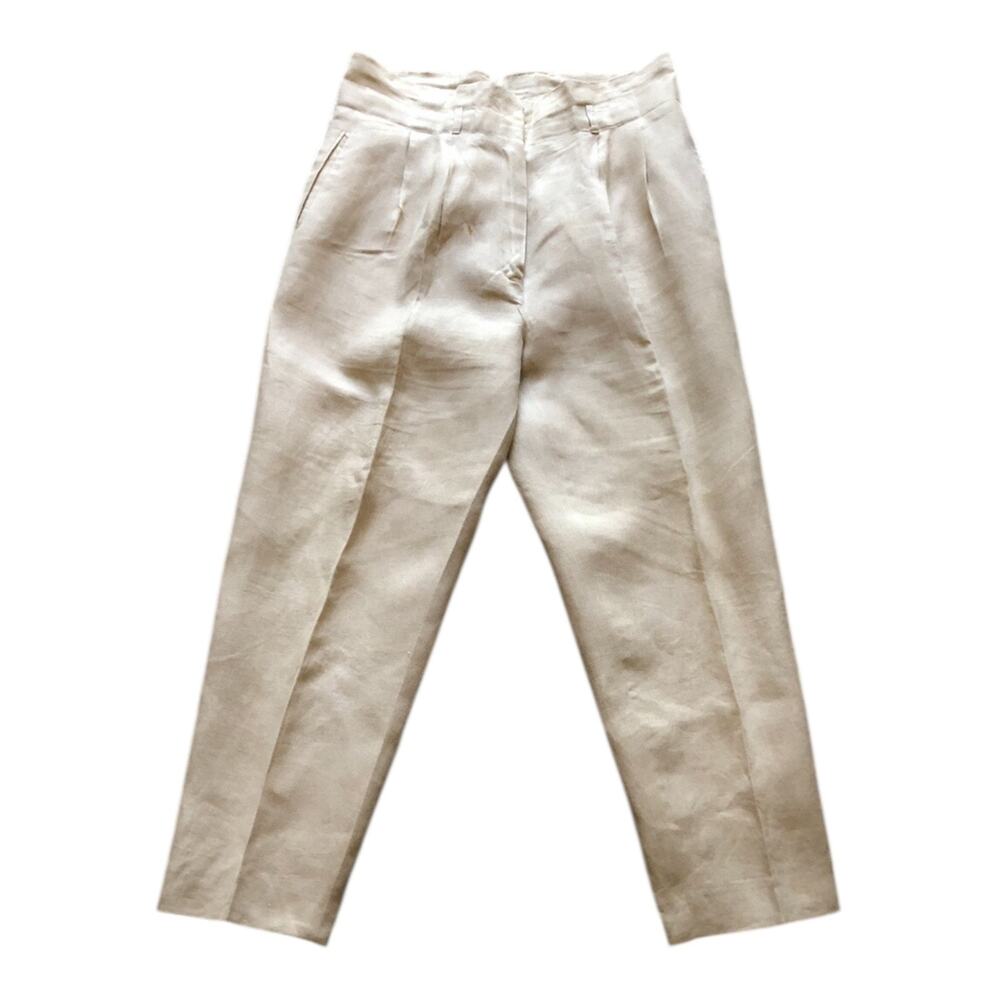 Neiman Marcus Linen Dress Pants Beige Pleated Front Lined Women’s Size 10